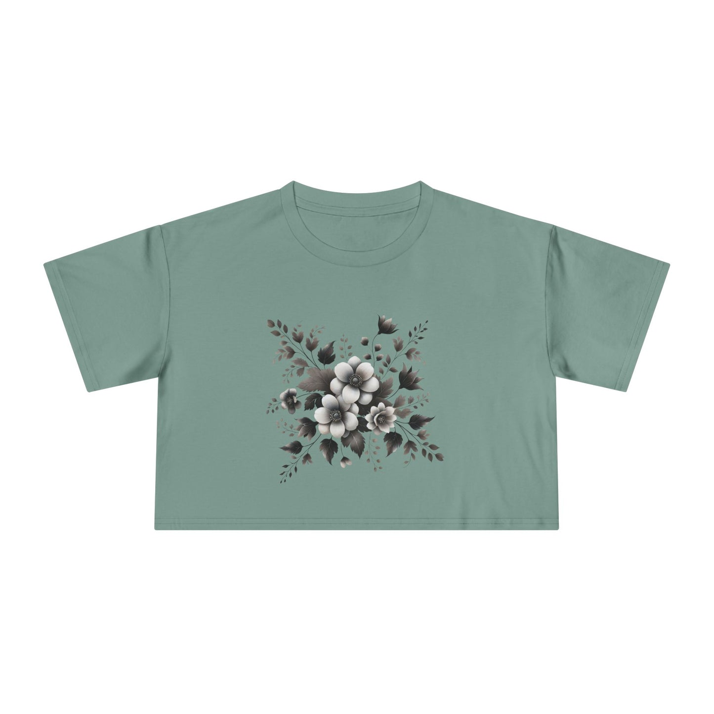 Sage Floral Crop Tee